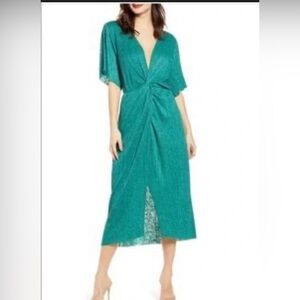 All in Favor Teal Midi Dress with Knot Detail
